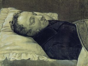 Ritratto di Alexander Pushkin sul letto di morte, 1837